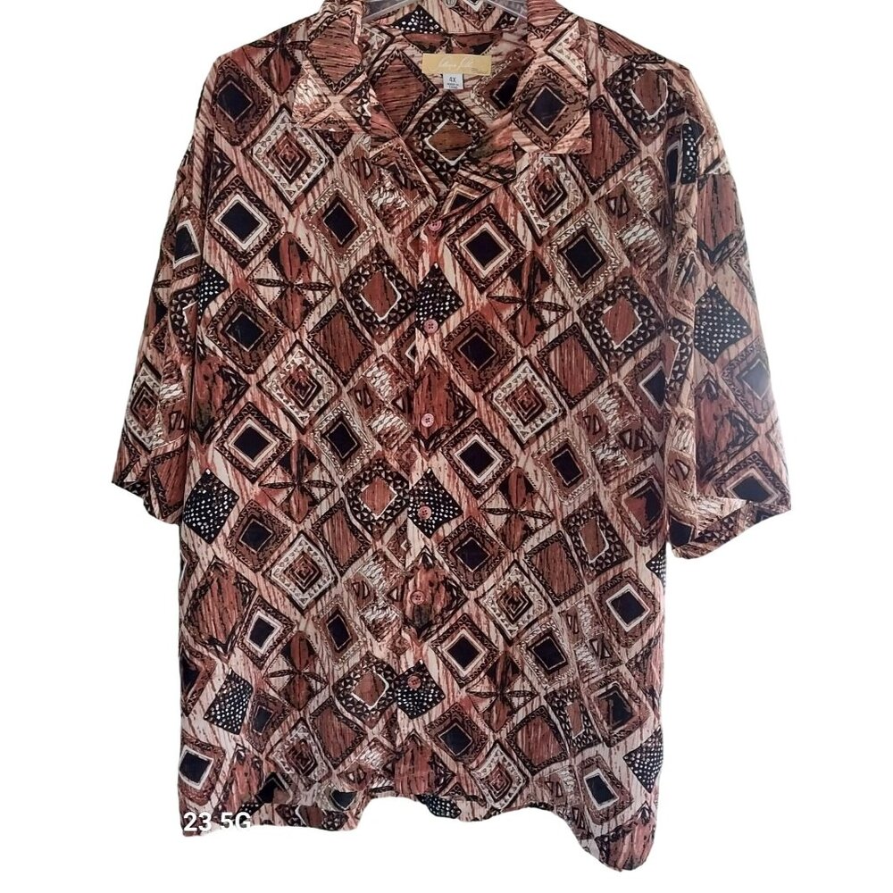 Silver Silk Mens 4X Short Sleeve Button-Up Shirt Professional Dry Clean